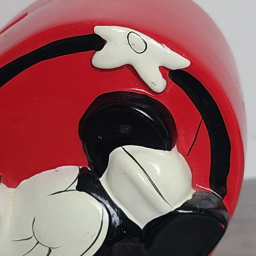 Mickey Minnie Mouse Kissing Heart Shaped Red Ceramic Coin Bank